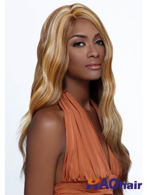 Perruques afro-américaines idéales en couches longues ondulées blondes