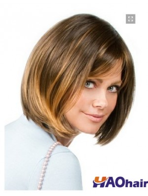 Capless menton longueur droite blonde populaire bob perruques