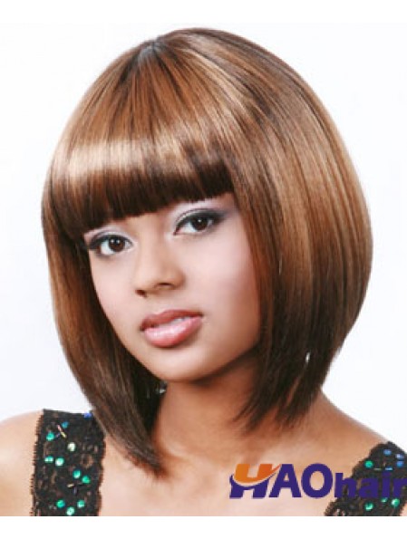 Perruques droites synthétiques Bobs Auburn pour femmes noires