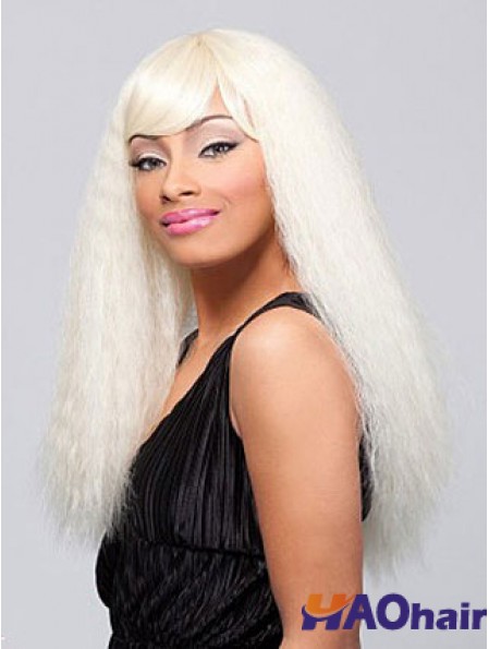 Blonde longue et droite avec frange perruques afro-américaines