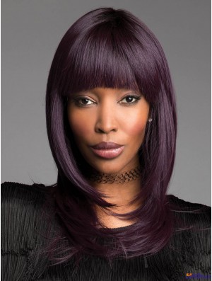 Avec Bangs Purple 14 pouces coiffures afro-américaines sans bonnet
