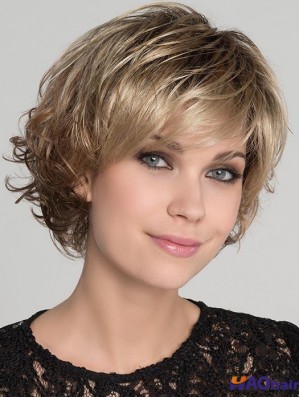 Perruques synthétiques courtes ondulées blondes idéales