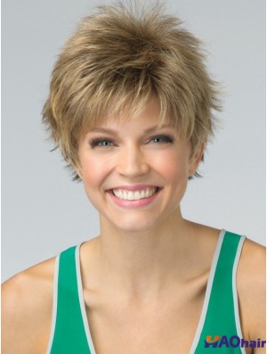 Perruque synthétique courte coupe Pixie couleur blonde Longueur recadrée Boycuts