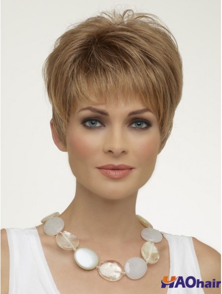 Perruques synthétiques naturelles Boycuts Longueur recadrée Perruques de couleur blonde