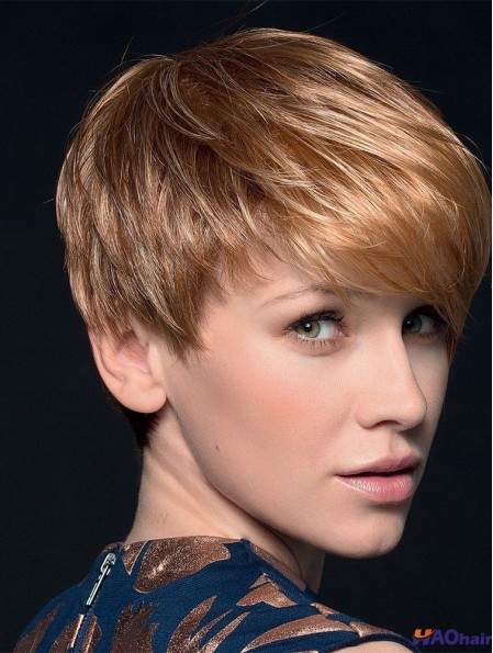 Blonde 4  inchBoycuts Crop Top perruques monofilament
