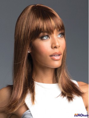 Auburn 16  inchavec Bangs longues perruques monofilament pratiques