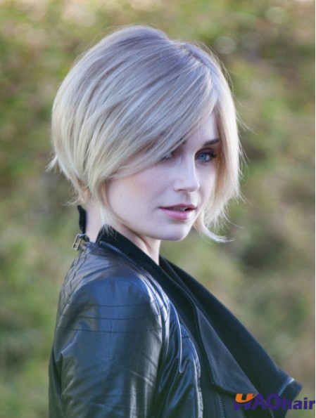 10  inchlongueur de menton Blonde perruques de mode droite Bob