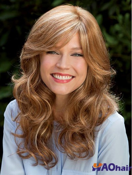 Blonde 16  inchavec frange longue perruque de monofilament de flexibilité