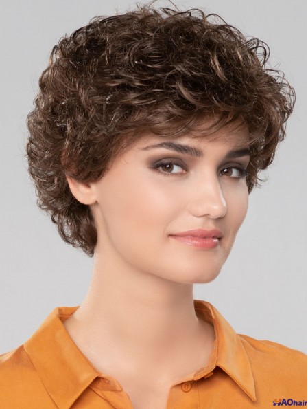 Curly Brown Short 8 pouces magnifiques perruques classiques