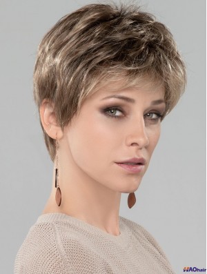 Blonde 4 pouces Boycuts Cropped Discount Monofilament Perruques