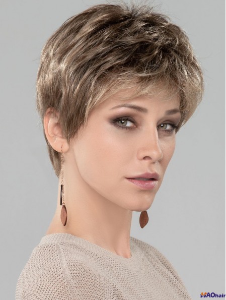 Blonde 4 pouces Boycuts Cropped Discount Monofilament Perruques