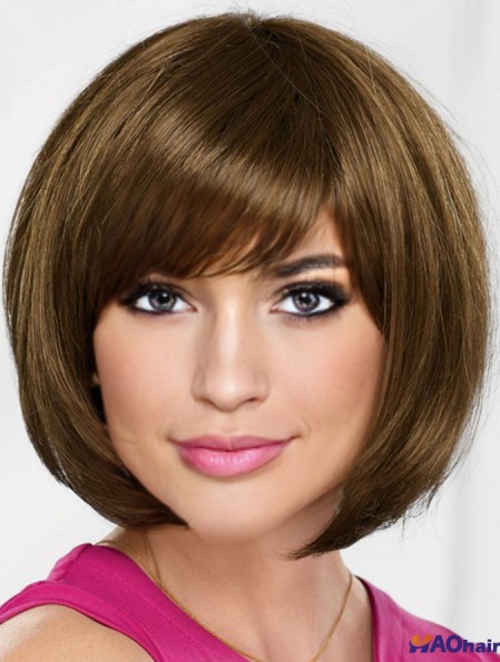 10 pouces de longueur de menton blonde droite en ligne Bob perruques