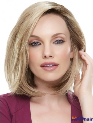 Longueur d'épaule droite Bobs Blonde Meilleures perruques 100% nouées à la main