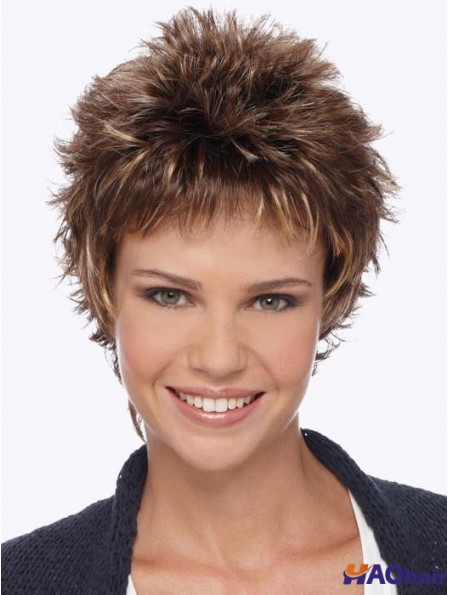 Boycuts Blonde Wavy 6 pouces courtes perruques synthétiques