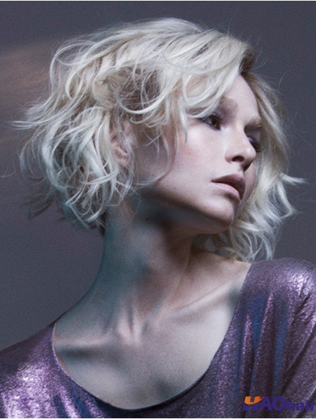 Synthétique avant de lacet perruques UK Blonde couleur bouclés Style menton longueur