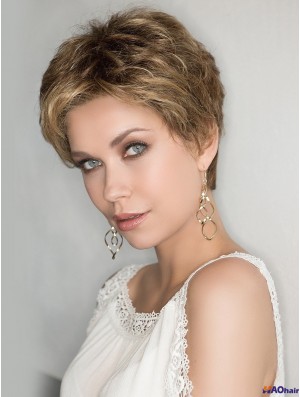 Mode Blonde 100% Noué À La Main 4 pouces Bouclés Bouclés Perruques Synthétiques Pour Les Femmes