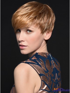 Superbes perruques courtes de 4 pouces droites blondes Boycuts