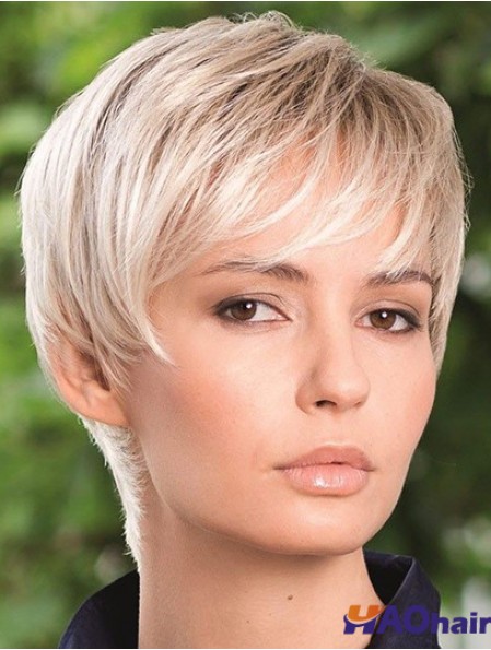 Perruque de cheveux synthétiques Boycuts Style droit Couleur blonde Longueur courte