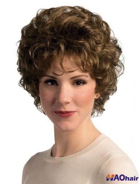 Avec Bangs Brown Wavy 8 pouces Basic Wig