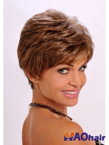Cheveux synthétiques Style ondulé Couleur Auburn Longueur recadrée