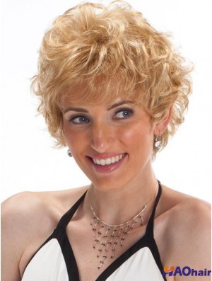 Capless Blonde 8 pouces recadrée Boycuts perruques synthétiques