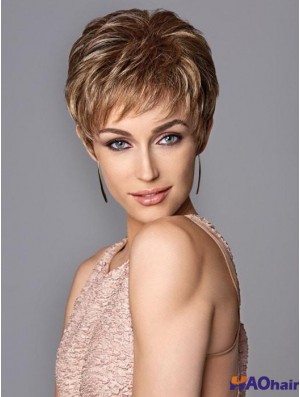 Boycuts Brown Wavy 4 pouces capless perruques