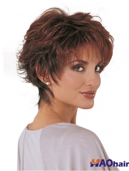 Perruques de mode synthétiques Coupe classique Longueur courte Couleur Auburn