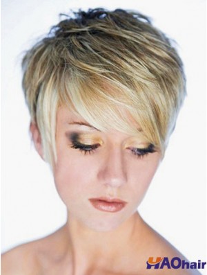Meilleure perruque synthétique Boycuts Longueur recadrée Couleur blonde