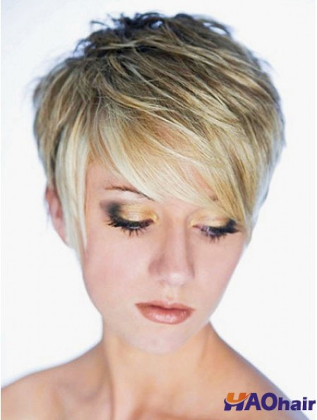 Meilleure perruque synthétique Boycuts Longueur recadrée Couleur blonde