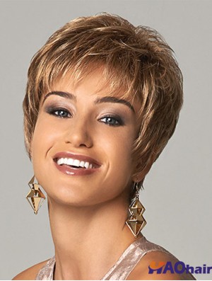 Perruques synthétiques courtes et élégantes UK Cropped Length Blonde Color Boycuts
