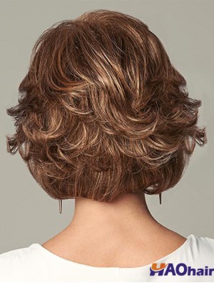 Flexibilité Auburn Chin Longueur Layered Wavy Glueless Lace Front Perruques