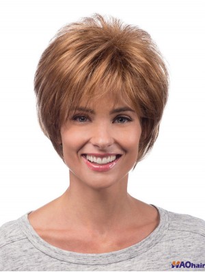 Perruques synthétiques de cheveux chauds Longueur de menton Style droit Couleur Auburn
