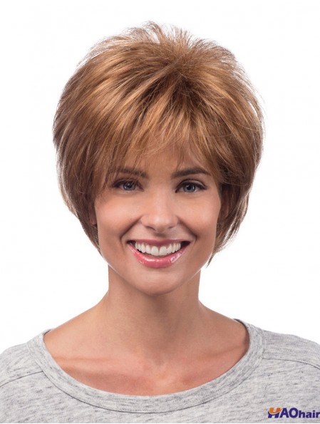 Perruques synthétiques de cheveux chauds Longueur de menton Style droit Couleur Auburn