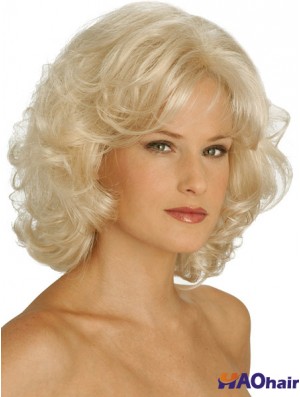 Perruques UK Synthétique Chin Longueur Blonde Couleur Bouclée Style