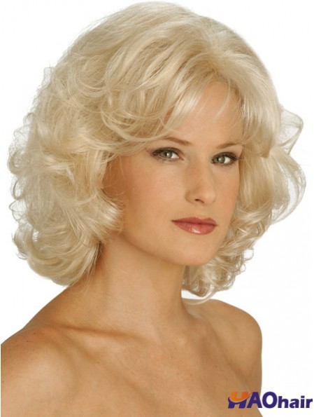 Perruques UK Synthétique Chin Longueur Blonde Couleur Bouclée Style