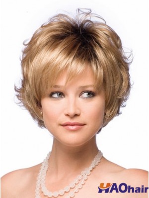 Cheveux synthétiques au Royaume-Uni avec une couleur blonde courte sans capuchon
