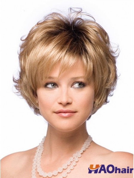 Cheveux synthétiques au Royaume-Uni avec une couleur blonde courte sans capuchon