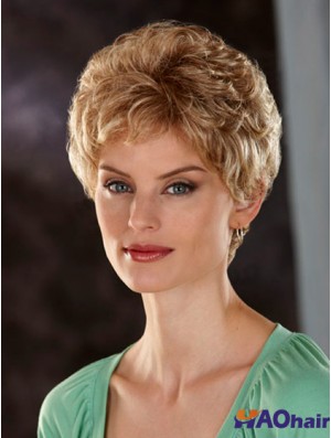 Perruques Blonde Avant Courtes Ondulées Classiques Blondes Confortables