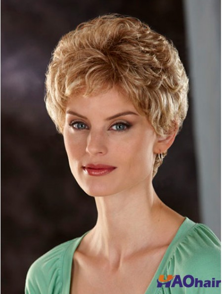 Perruques Blonde Avant Courtes Ondulées Classiques Blondes Confortables