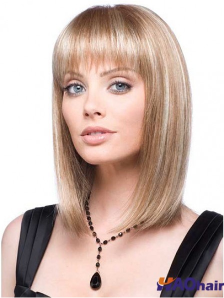 Perruque en dentelle avant synthétique avec une couleur blonde de style de cheveux raides