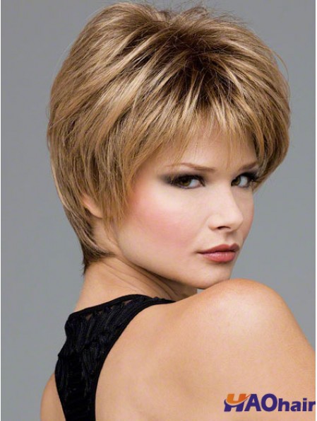 Perruques ondulées courtes synthétiques ondulées synthétiques blondes