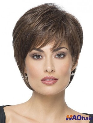 Court Boycuts Straight Brown Hairstyles Synthetic Wigs