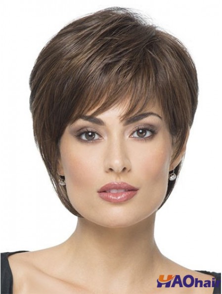 Court Boycuts Straight Brown Hairstyles Synthetic Wigs