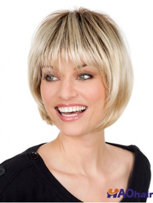 Longueur de menton Blonde en ligne 10 pouces perruques droites Bob
