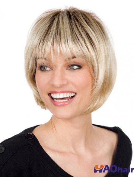 Longueur de menton Blonde en ligne 10 pouces perruques droites Bob