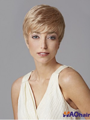 À la mode 5 pouces droite Blonde Boycuts perruques courtes
