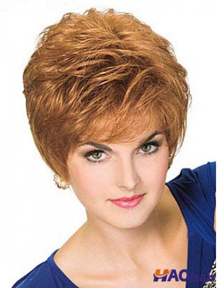 Couleur blonde recadrée droite style boycuts 100% perruques nouées à la main pour les femmes