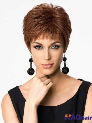 Conçu 4 pouces droite Auburn Boycuts perruques courtes