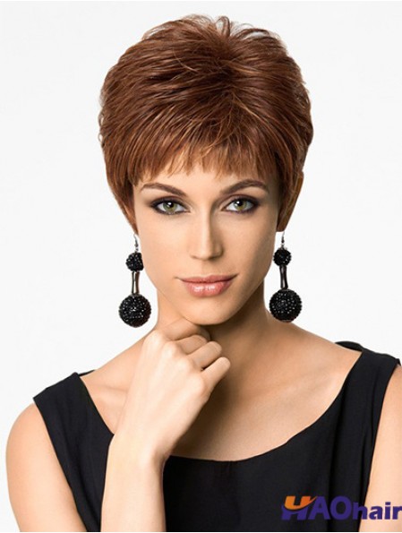 Conçu 4 pouces droite Auburn Boycuts perruques courtes
