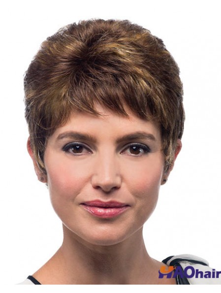 Boycuts coupés droits bruns 100% perruques liées à la main